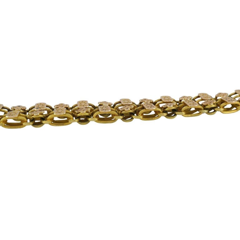Antique Victorian 14K Two-Tone Gold Ornate Link Chain Necklace - 4