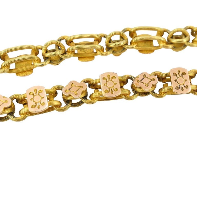 Antique Victorian 14K Two-Tone Gold Ornate Link Chain Necklace - 6