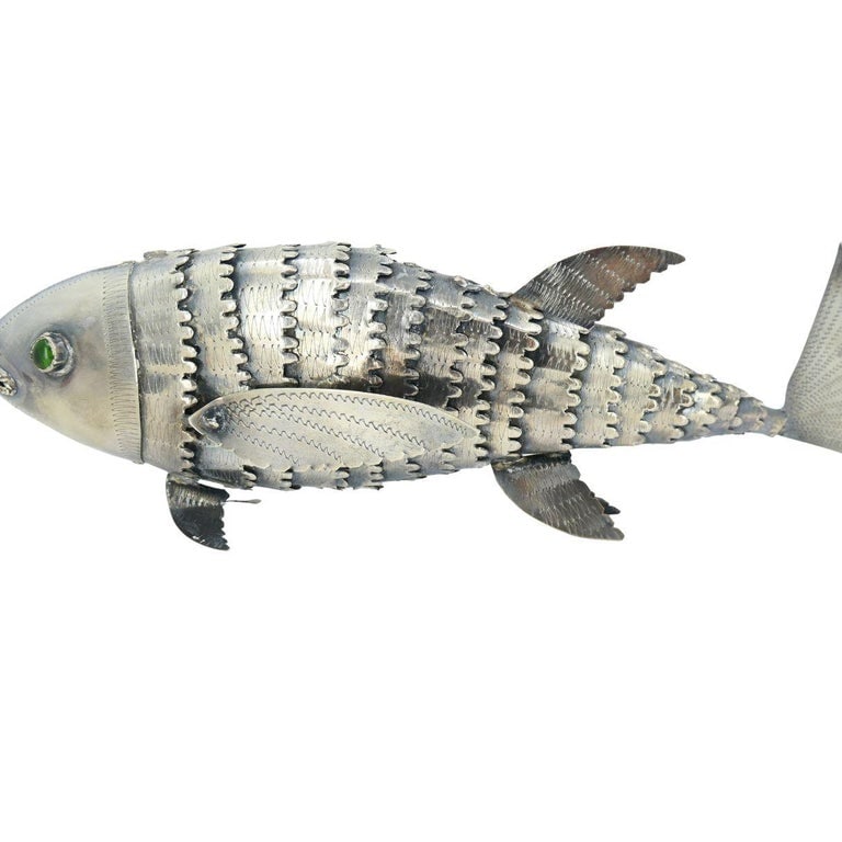 Vintage Articulated Sterling Silver Fish Figurine Mid Century Modern - 4