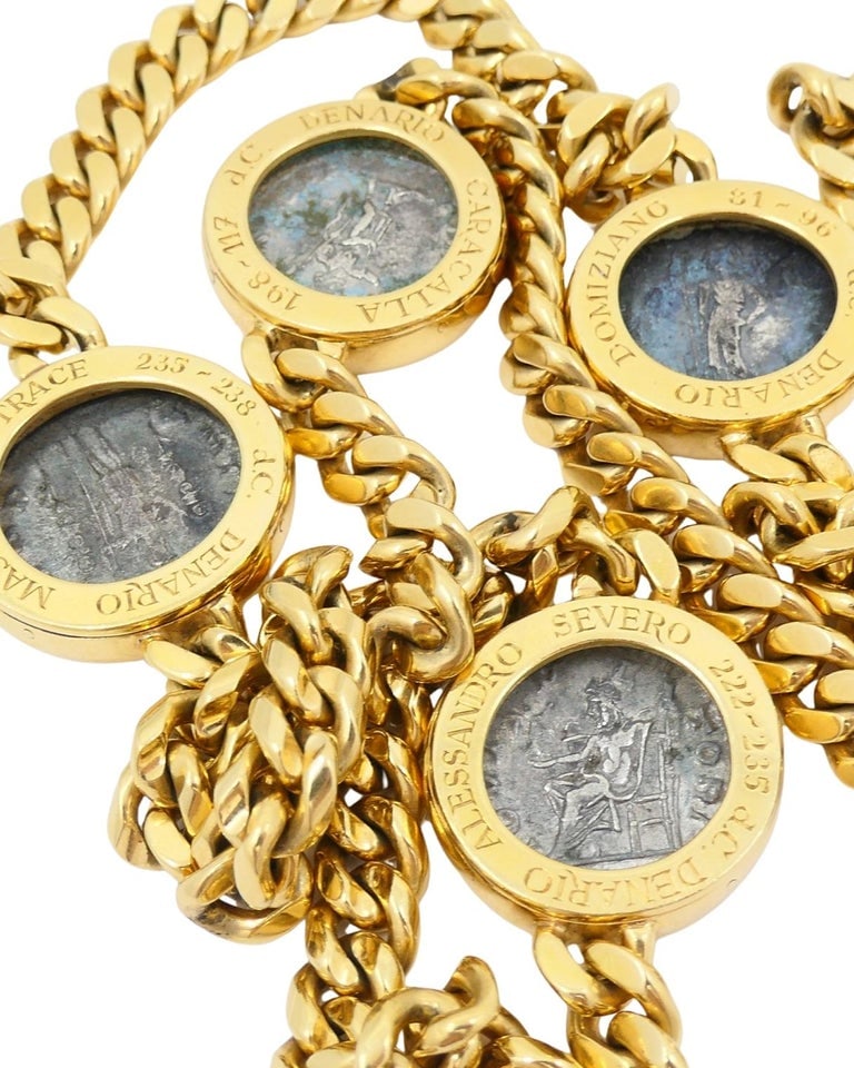 Bvlgari Bulgari Monete Gold Chain Necklace Ancient Roman Coins - 10