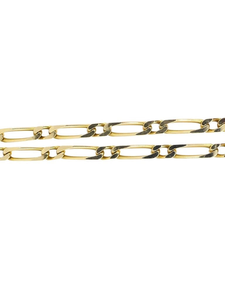 Vintage Chain Necklace French 18k Gold Figaro Link - 8