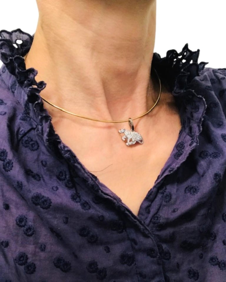 Vintage Cartier Panthere Collar Necklace Diamond Charm - 2