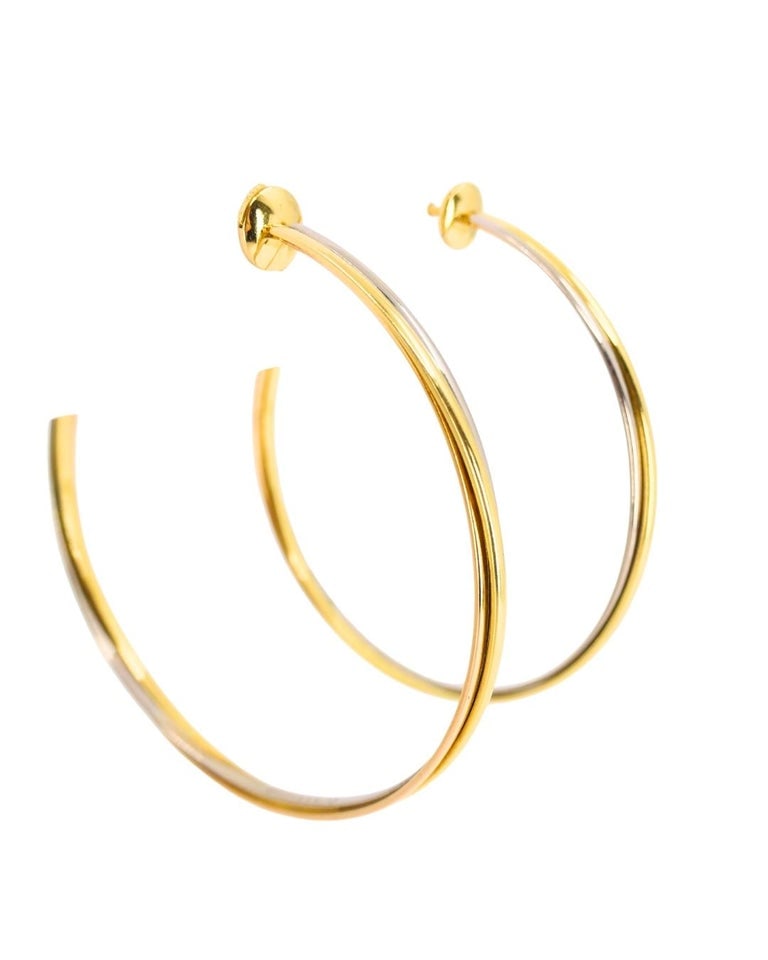 Cartier Trinity Hoop Earrings Tri-Color Gold - 10