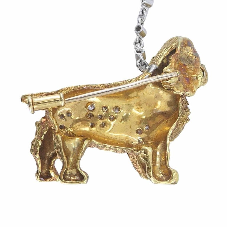 Vintage Asprey London 18k Gold Diamond Sapphire Cocker Spaniel Dog Brooch - 10