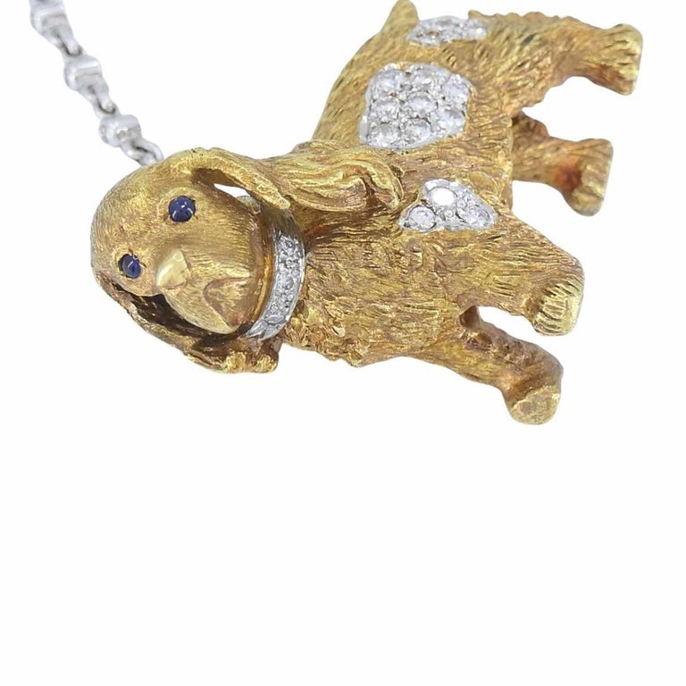 Vintage Asprey London 18k Gold Diamond Sapphire Cocker Spaniel Dog Brooch - 6