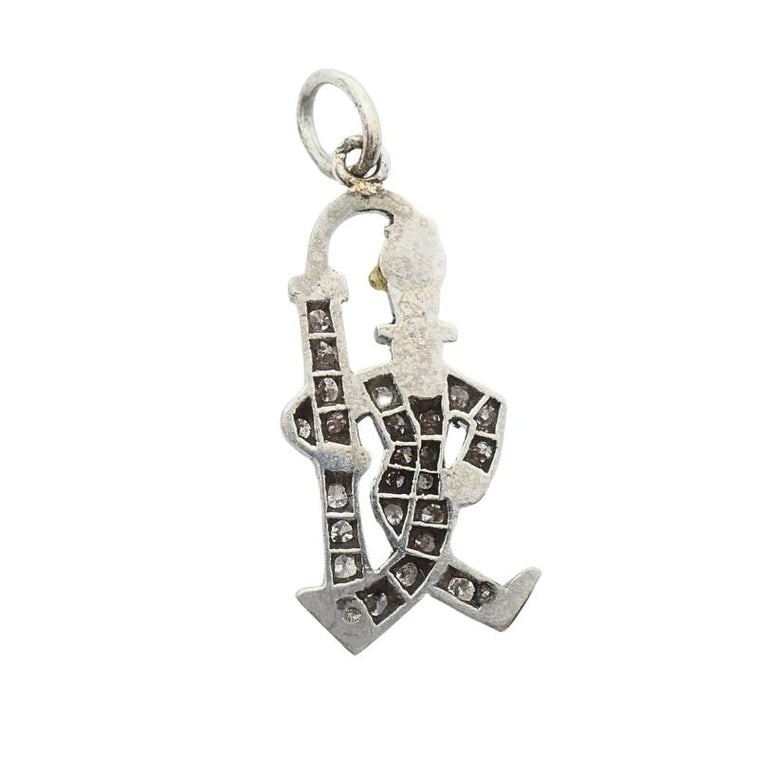 Platinum Diamond Walking Gentleman Charm Pearl Head - 7