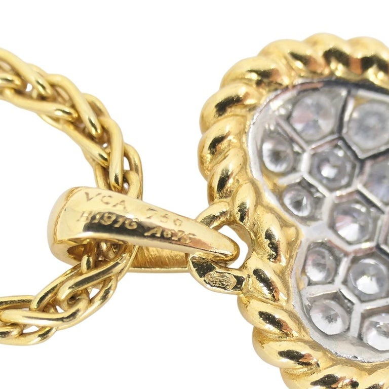 Van Cleef & Arpels Diamond Heart Pendant Necklace Gold Platinum Certificate of A - 7