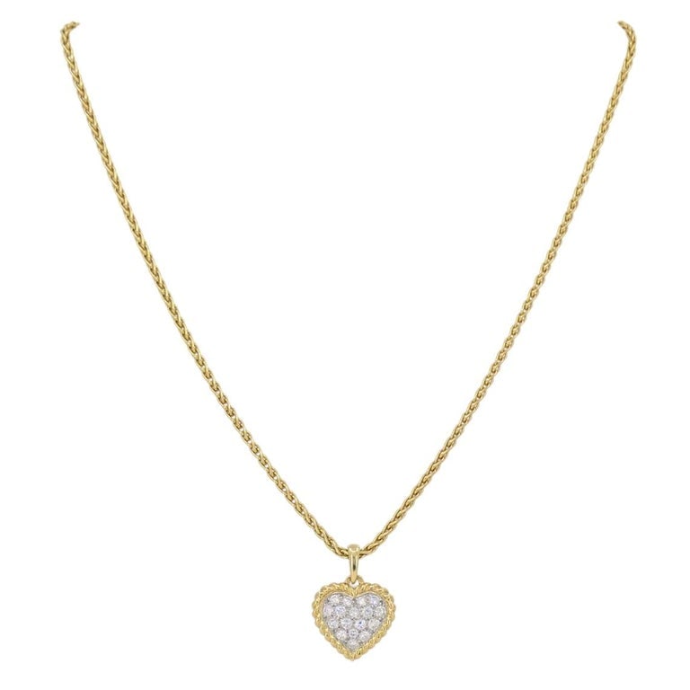Van Cleef & Arpels Diamond Heart Pendant Necklace Gold Platinum Certificate of A - 8