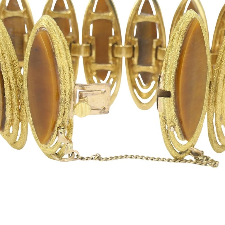 Vintage Kutchinsky Tigerâ€™s Eye Bracelet 18k Gold - 10