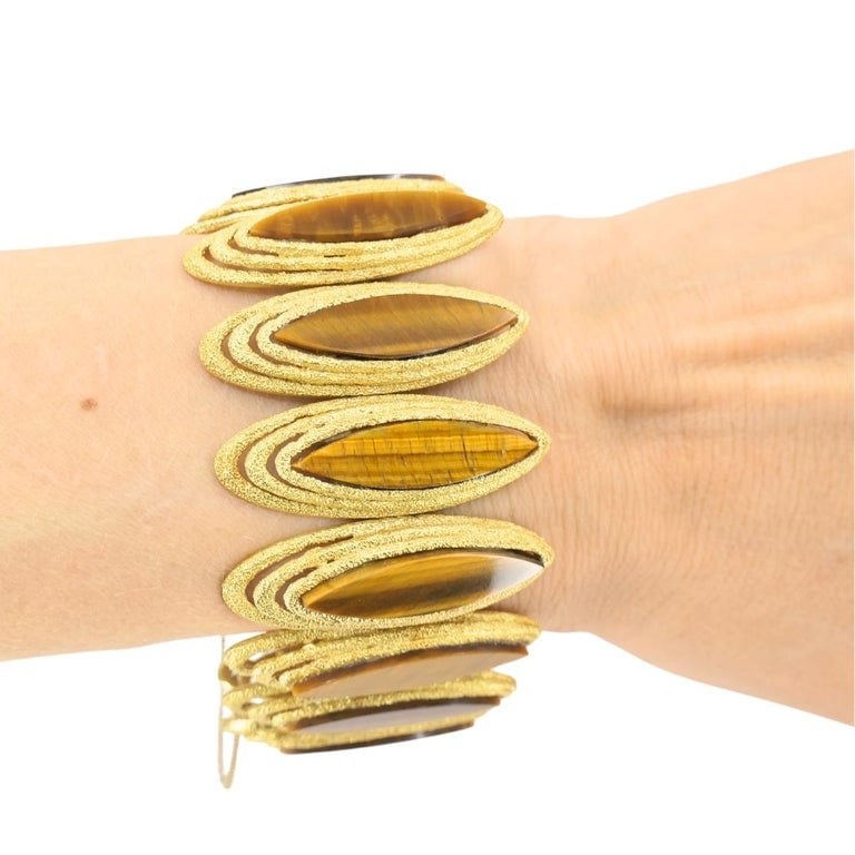 Vintage Kutchinsky Tigerâ€™s Eye Bracelet 18k Gold - 2