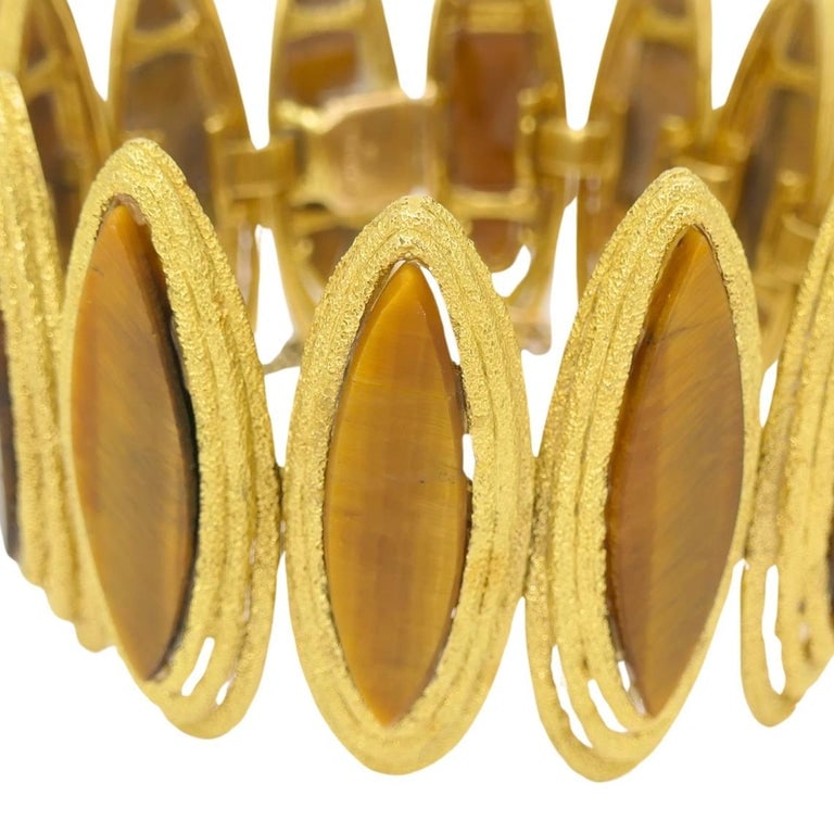 Vintage Kutchinsky Tigerâ€™s Eye Bracelet 18k Gold - 4
