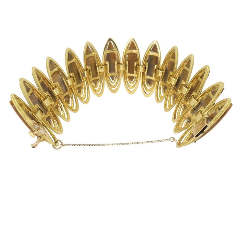 Vintage Kutchinsky Tigerâ€™s Eye Bracelet 18k Gold - 5