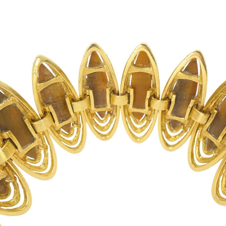 Vintage Kutchinsky Tigerâ€™s Eye Bracelet 18k Gold - 6