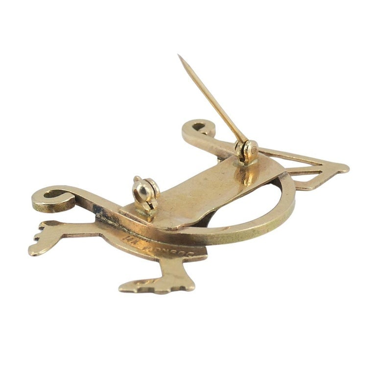 Vintage 14K Gold Monsco Golfer Brooch with Mercury Dime, Mid-Century - 10