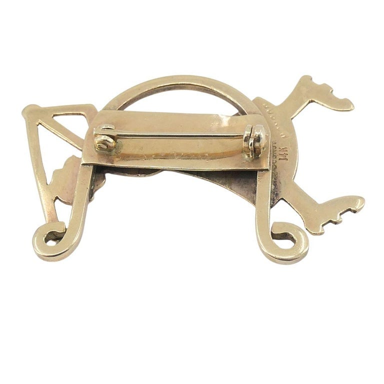 Vintage 14K Gold Monsco Golfer Brooch with Mercury Dime, Mid-Century - 11