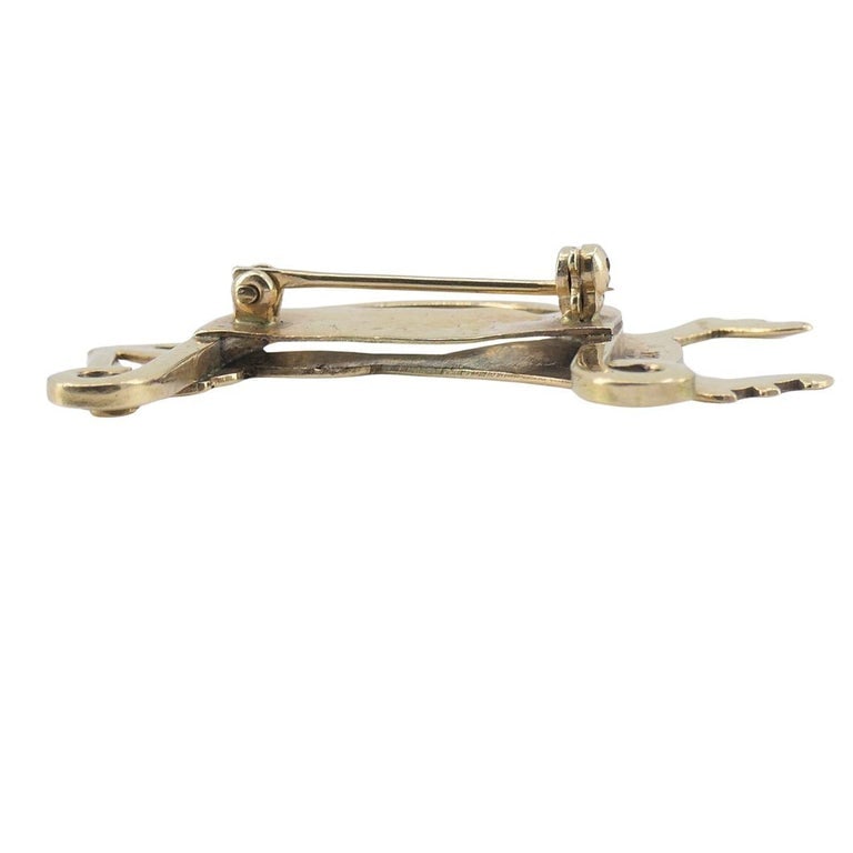 Vintage 14K Gold Monsco Golfer Brooch with Mercury Dime, Mid-Century - 9