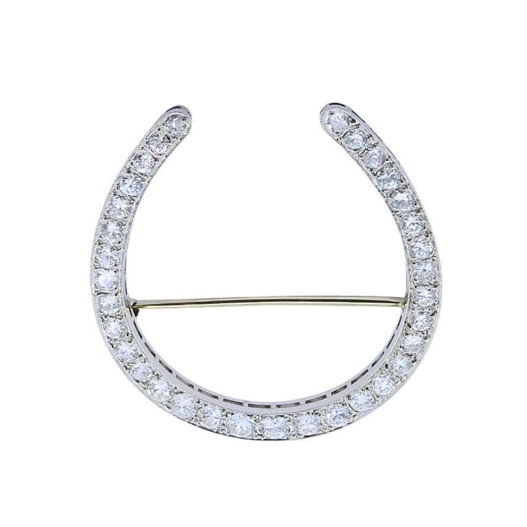Edwardian Platinum Diamond Horseshoe Brooch - 3