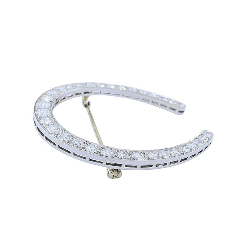 Edwardian Platinum Diamond Horseshoe Brooch - 5