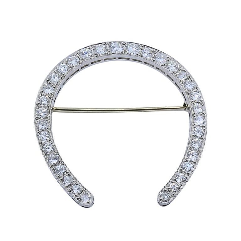 Edwardian Platinum Diamond Horseshoe Brooch - 6