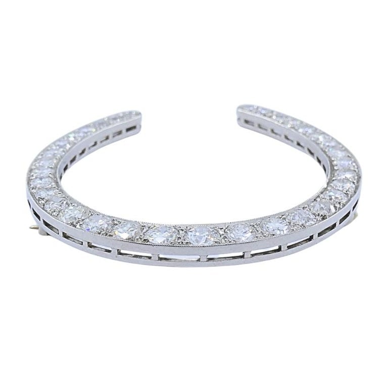 Edwardian Platinum Diamond Horseshoe Brooch - 7