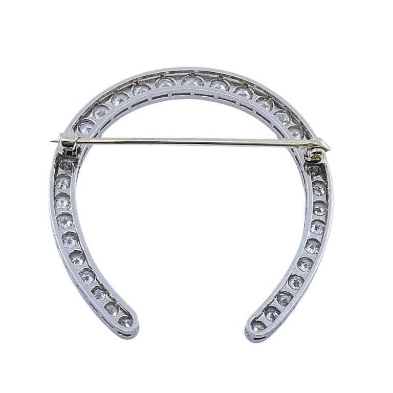 Edwardian Platinum Diamond Horseshoe Brooch - 9