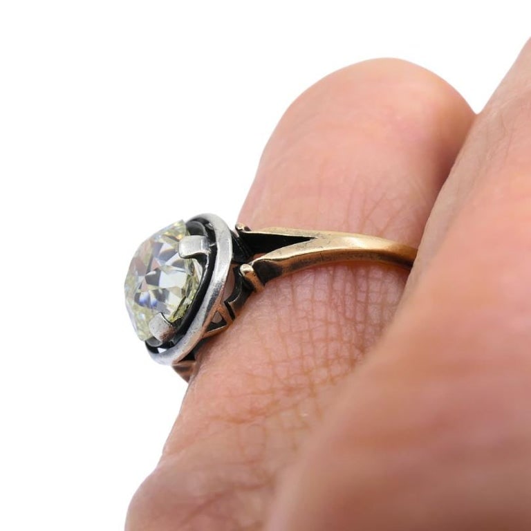 Victorian Engagement Ring 14k Gold Silver Old Mine Cut Diamond - 3