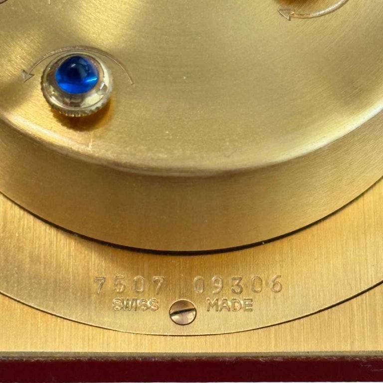 Vintage Cartier Paris Enamel Gold Plated Brass Manual Table Clock - 5