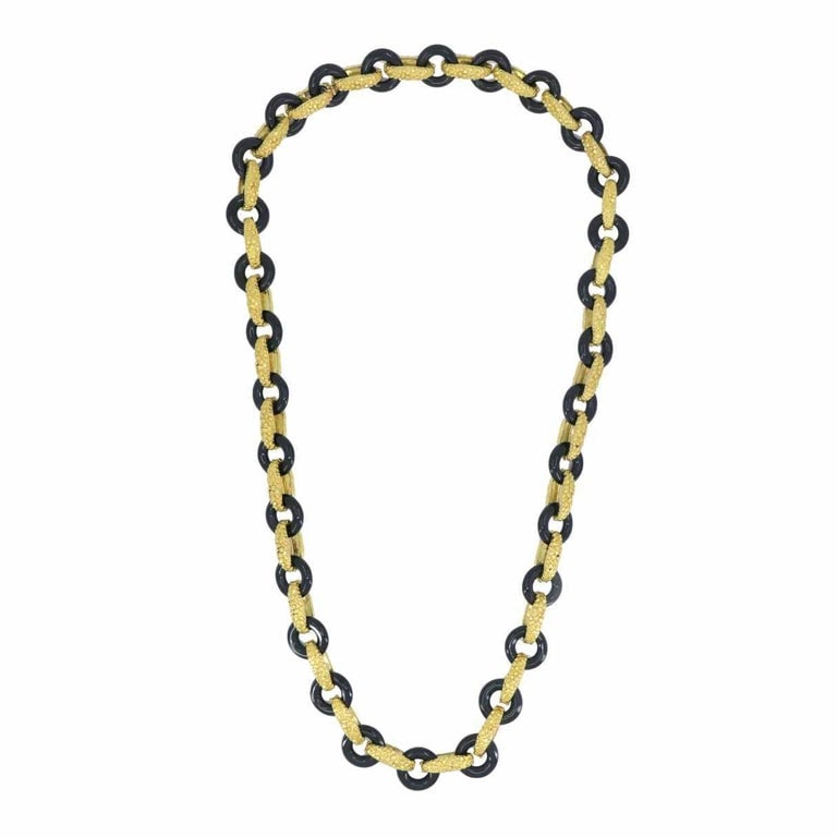 Vintage Tiffany & Co. 18k Gold Onyx Necklace - 3