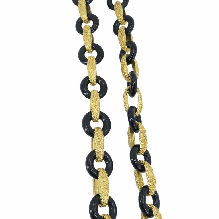 Vintage Tiffany & Co. 18k Gold Onyx Necklace - 7