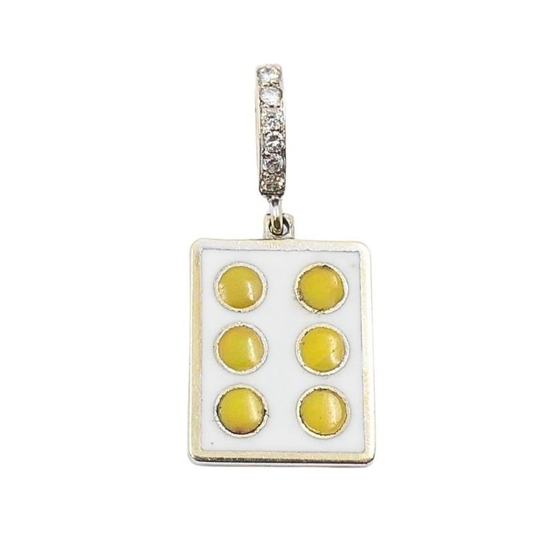 Vintage 12k Gold Domino Six Charm PavÃ© Diamond Bail - 6