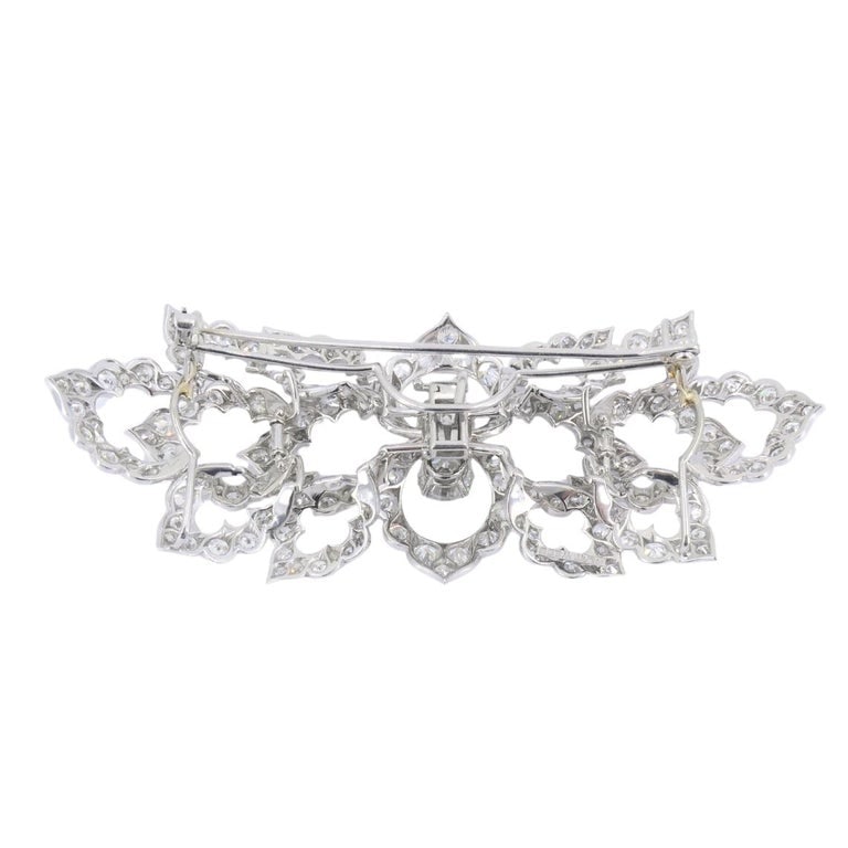 David Webb Diamond Platinum Brooch Floral Design - 4