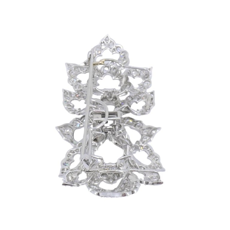 David Webb Diamond Platinum Brooch Floral Design - 7