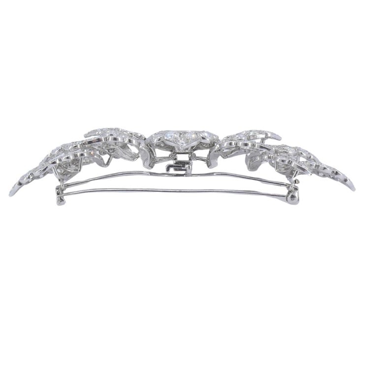 David Webb Diamond Platinum Brooch Floral Design - 9