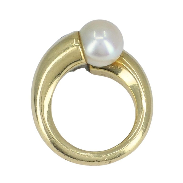 Vintage Cartier Toi et Moi 18k Gold Pearl Bypass Ring - 8