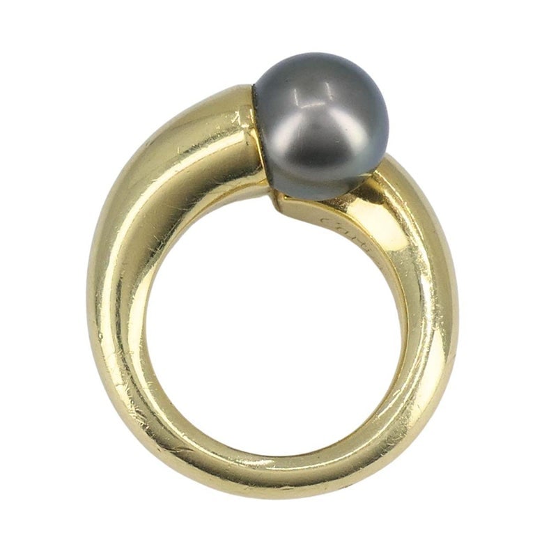 Vintage Cartier Toi et Moi 18k Gold Pearl Bypass Ring - 9
