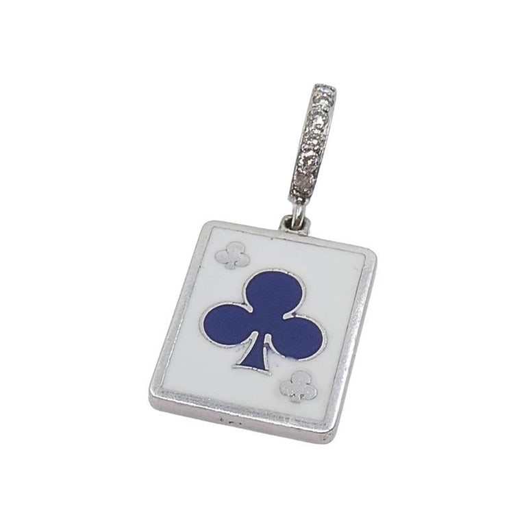 Vintage 12k Gold Playing Card Club Charm PavÃ© Diamond Bail - 6