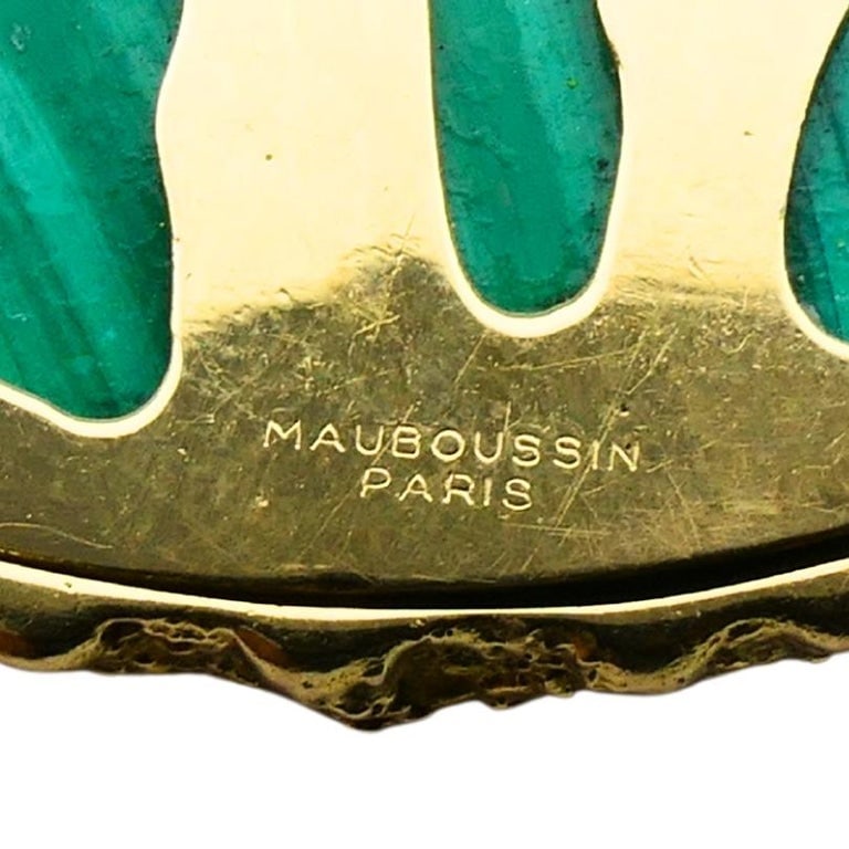 1980s Mauboussin Paris 18k Gold Malachite Pendant Necklace - 7