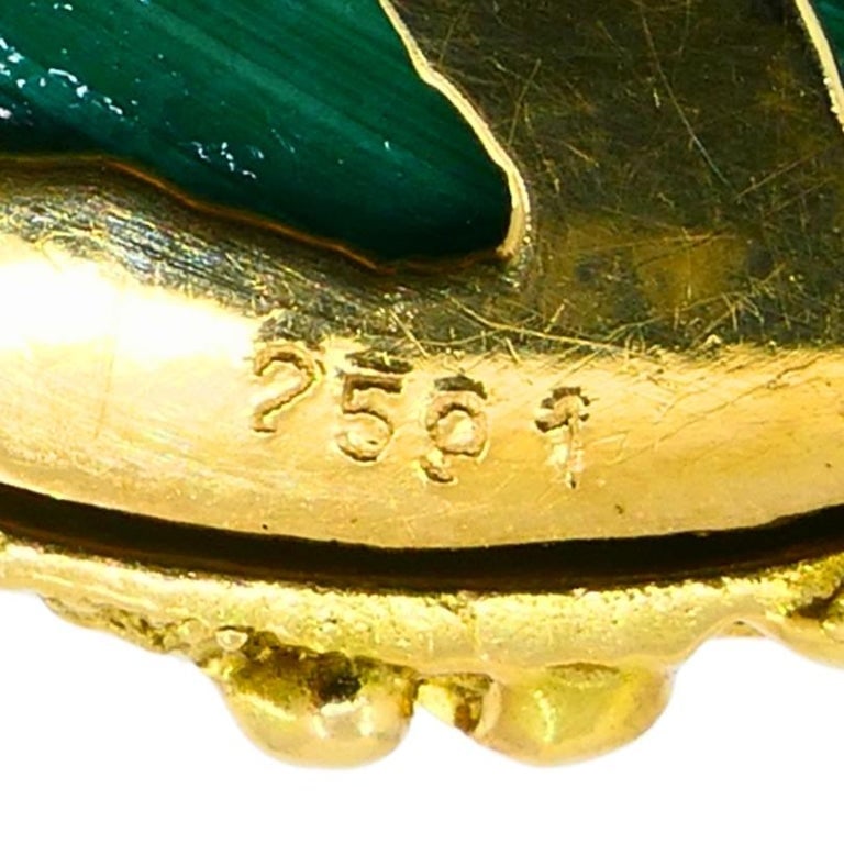 1980s Mauboussin Paris 18k Gold Malachite Pendant Necklace - 8