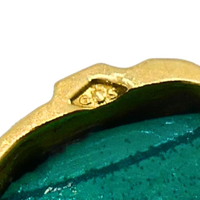 1980s Mauboussin Paris 18k Gold Malachite Pendant Necklace - 9