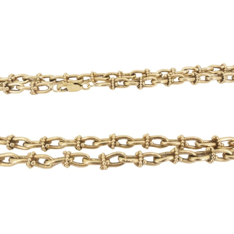 Vintage 14k Gold Nautical Chain Necklace Mariner Link Design - 6