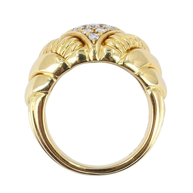 Vintage Boucheron 18k Gold Diamond Dome Ring - 10