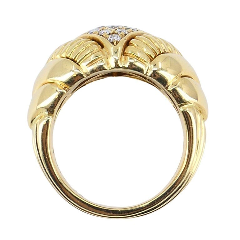 Vintage Boucheron 18k Gold Diamond Dome Ring - 11