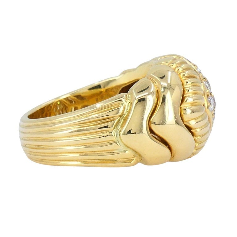 Vintage Boucheron 18k Gold Diamond Dome Ring - 8