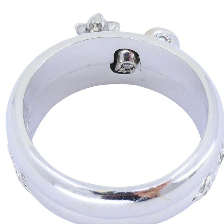 Carrera y Carrera 18k White Gold Double Ring Diamond Floral Design - 6