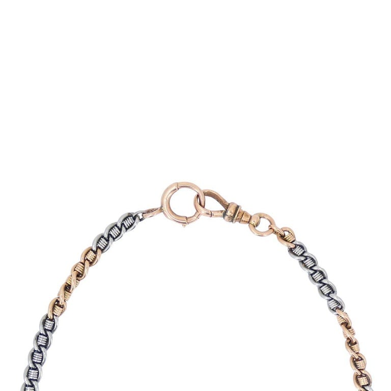 Vintage 14k Rose Gold Platinum Watch Chain Necklace - 2