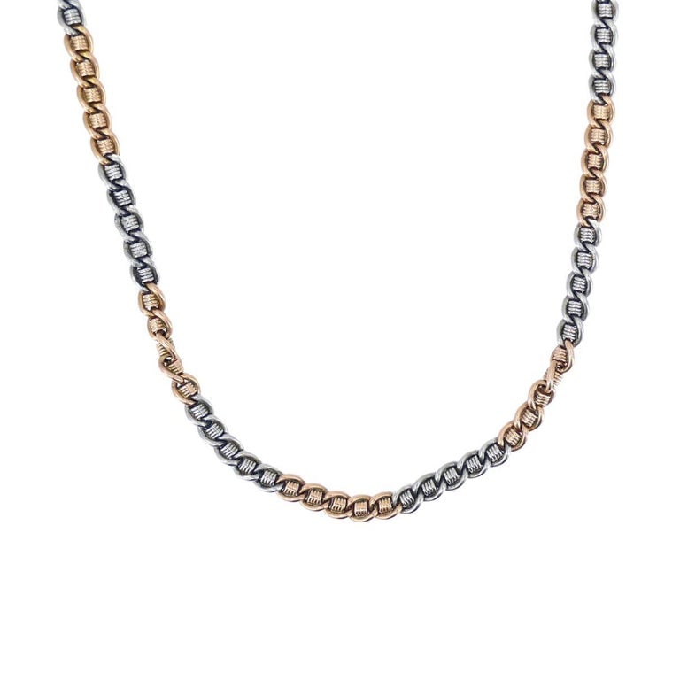 Vintage 14k Rose Gold Platinum Watch Chain Necklace - 3