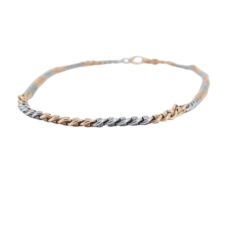 Vintage 14k Rose Gold Platinum Watch Chain Necklace - 6