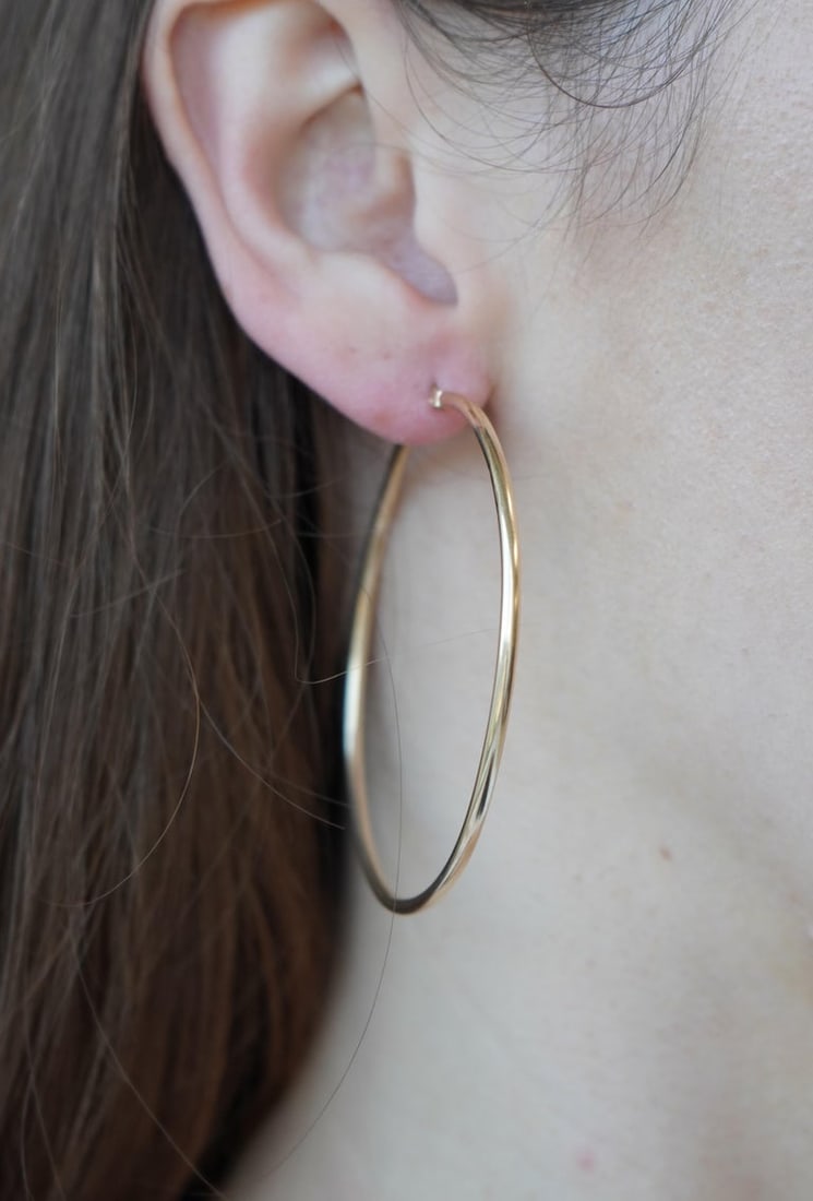 14k Gold Large Hoop Earrings - 2
