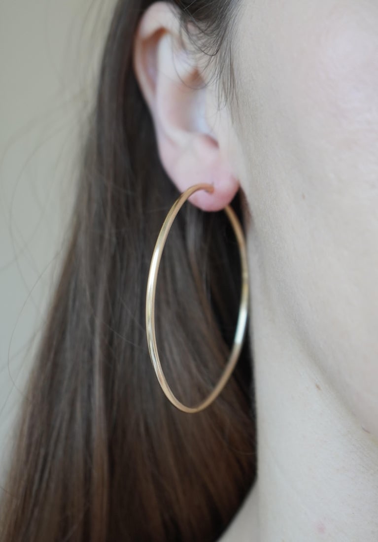 14k Gold Large Hoop Earrings - 3