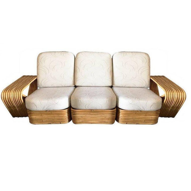 Restored Boutique-made "Big Pappa" 12 Strand Square Pretzel Rattan Sectional Sof - 2